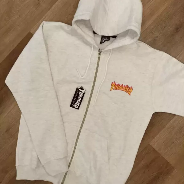 Hoodie Zip Thrasher Flame Gris Hoodie Zip Thrasher Flame Gris